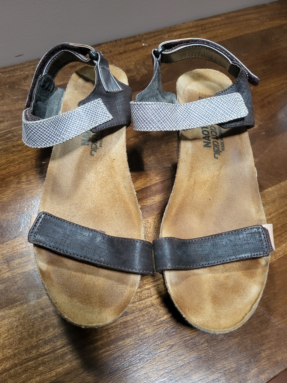 Naot Brown and Silver Women's Leather Sandals